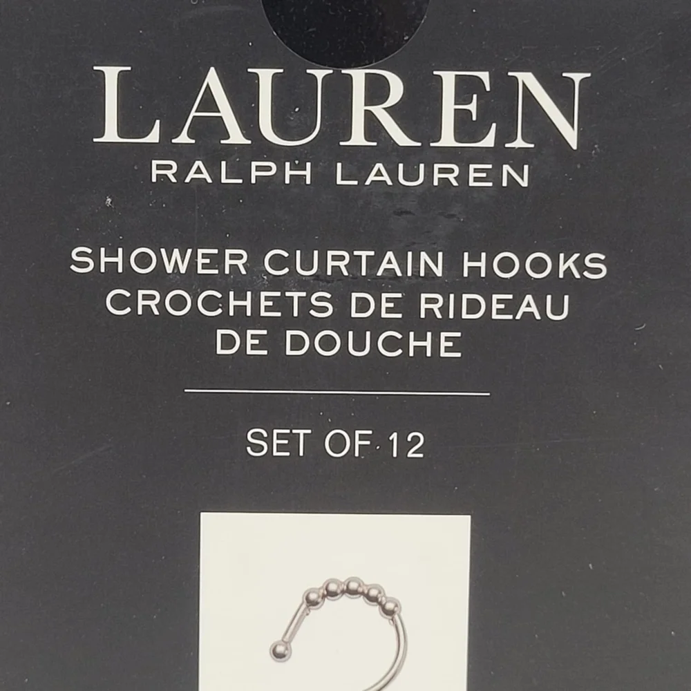 Lauren Ralph Lauren Shower Curtain Hooks Set Of 12 Satin Nickel NEW
